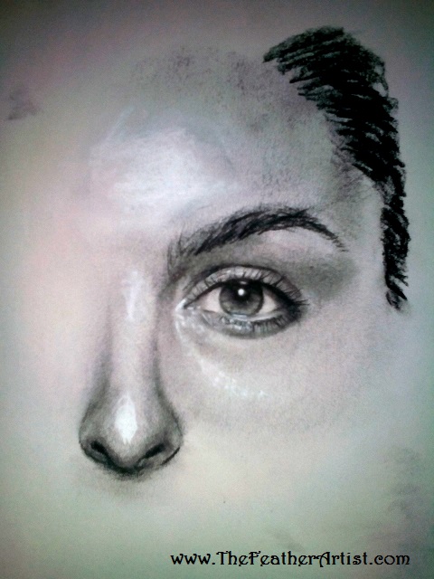 Freehand Eye Study by Brandy Davis. Graphite and black/white charcoal.